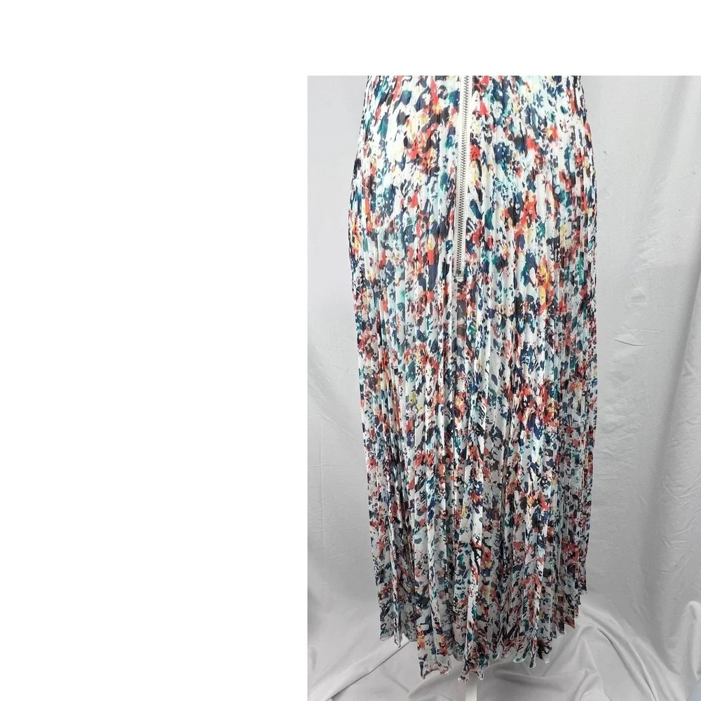 Anthropologie Plenty by Tracy Reese Dress 4 Morgan Multi Speckle Pleated Hi Low - Picture 8 of 11